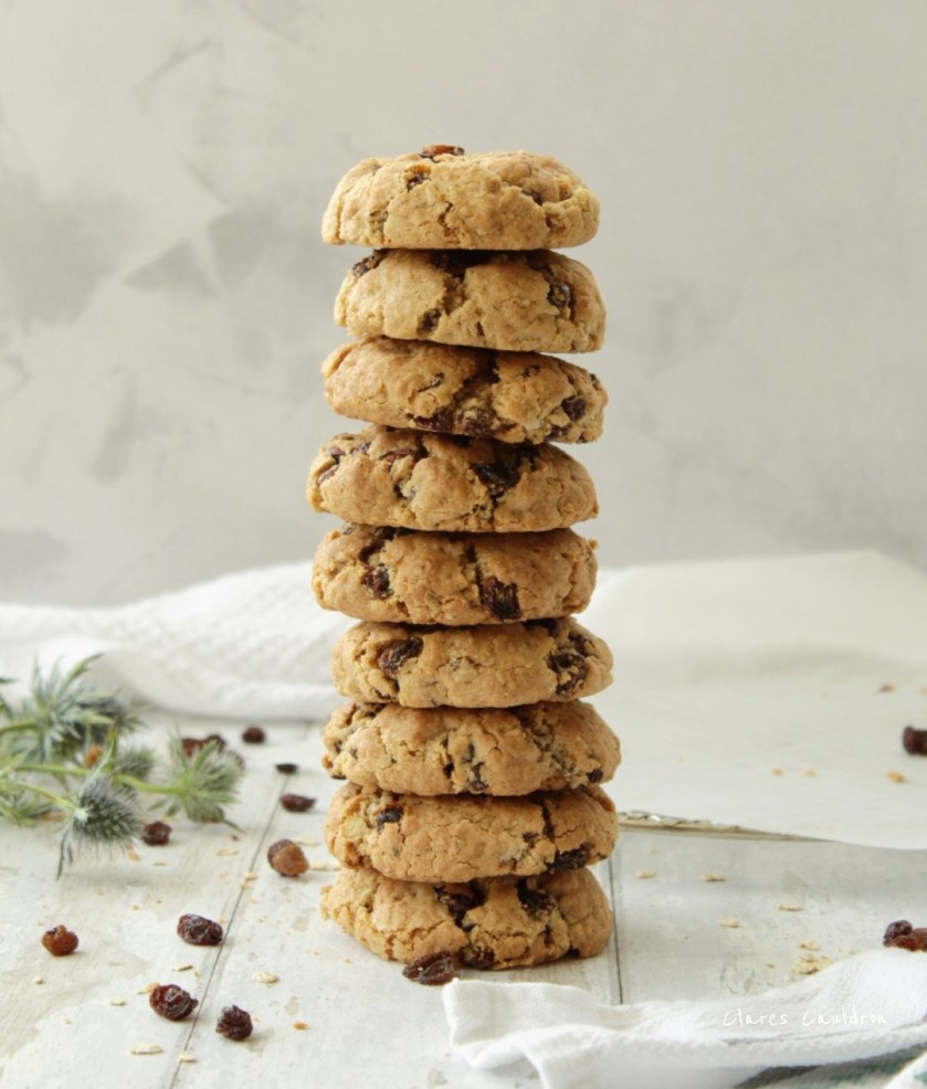 Delicious Gluten Free and Vegan Raisin Oatmeal Cookies What a Stack !!
